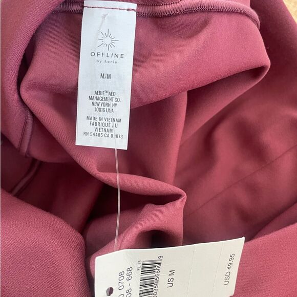 NWT Offline by Aerie real me lace up 7/8 leggings size M red Dusty rose/pink - Picture 8 of 10